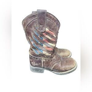 Cody James Lite Flag Inlay Western Square Toe Cowboy Boot kids 9D